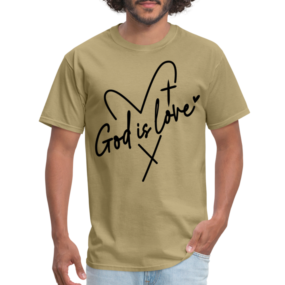 God is Love T-Shirt (Black Letters) - khaki