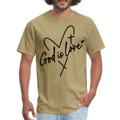 God is Love T-Shirt (Black Letters) - khaki