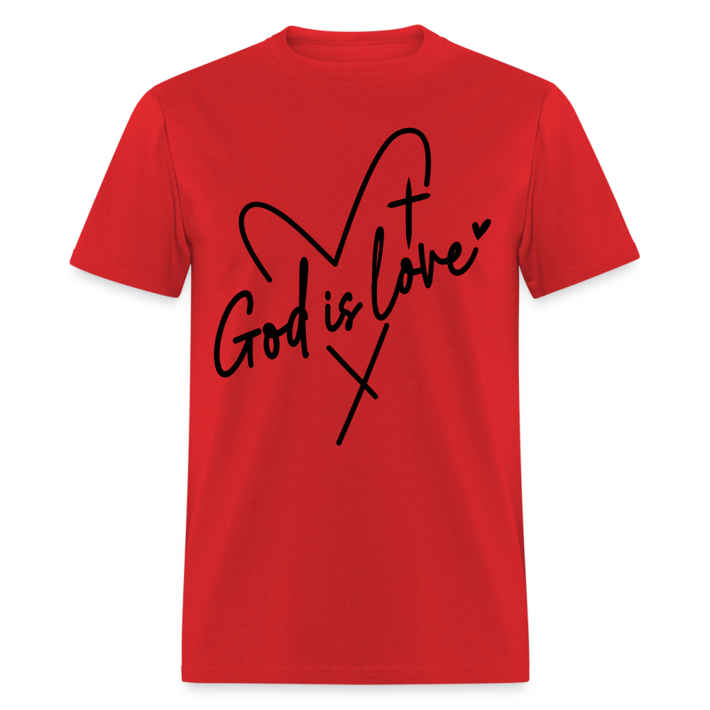 God is Love T-Shirt (Black Letters) - red