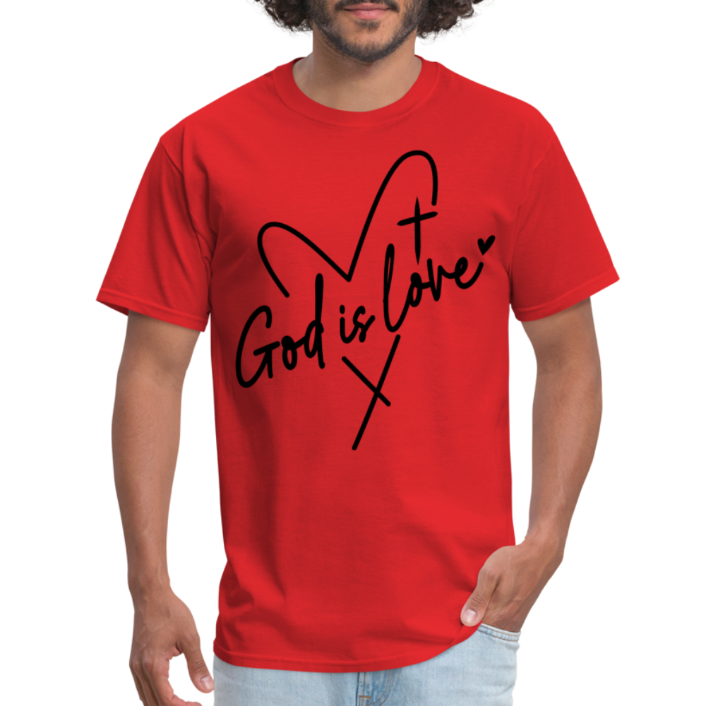 God is Love T-Shirt (Black Letters) - red