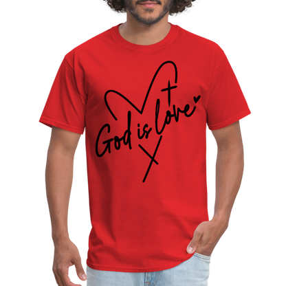 God is Love T-Shirt (Black Letters) - red