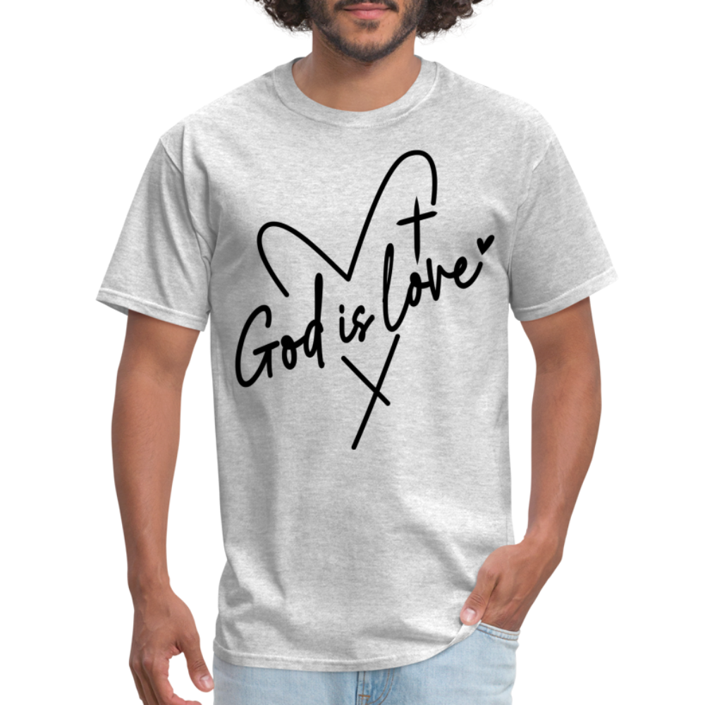 God is Love T-Shirt (Black Letters) - heather gray