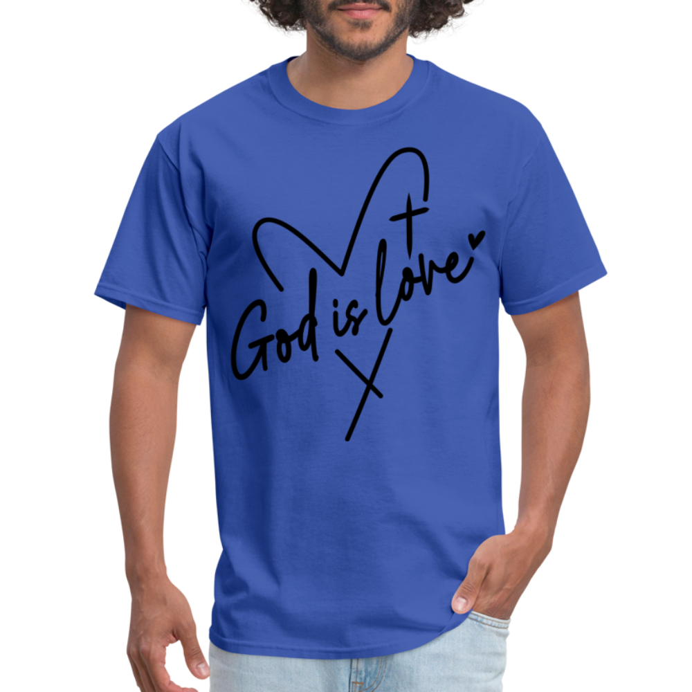 God is Love T-Shirt (Black Letters) - royal blue