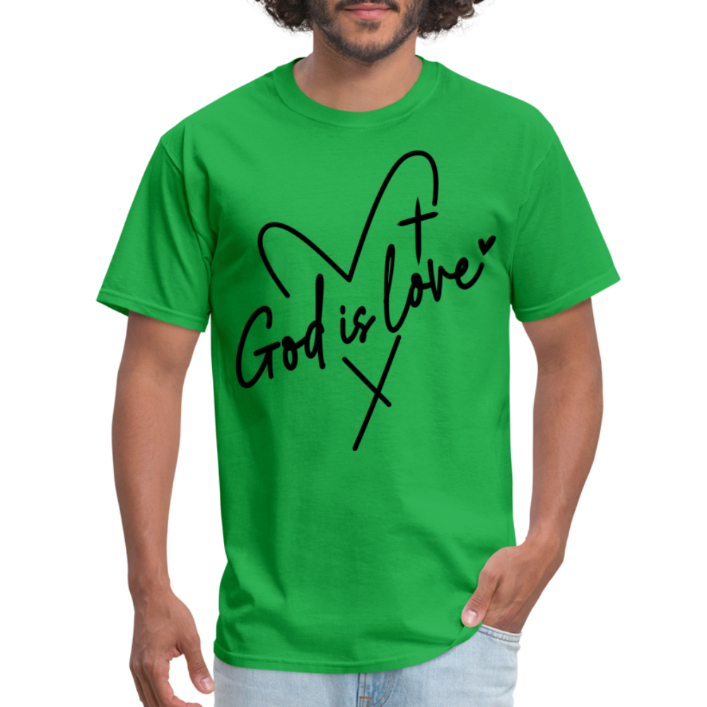 God is Love T-Shirt (Black Letters) - bright green