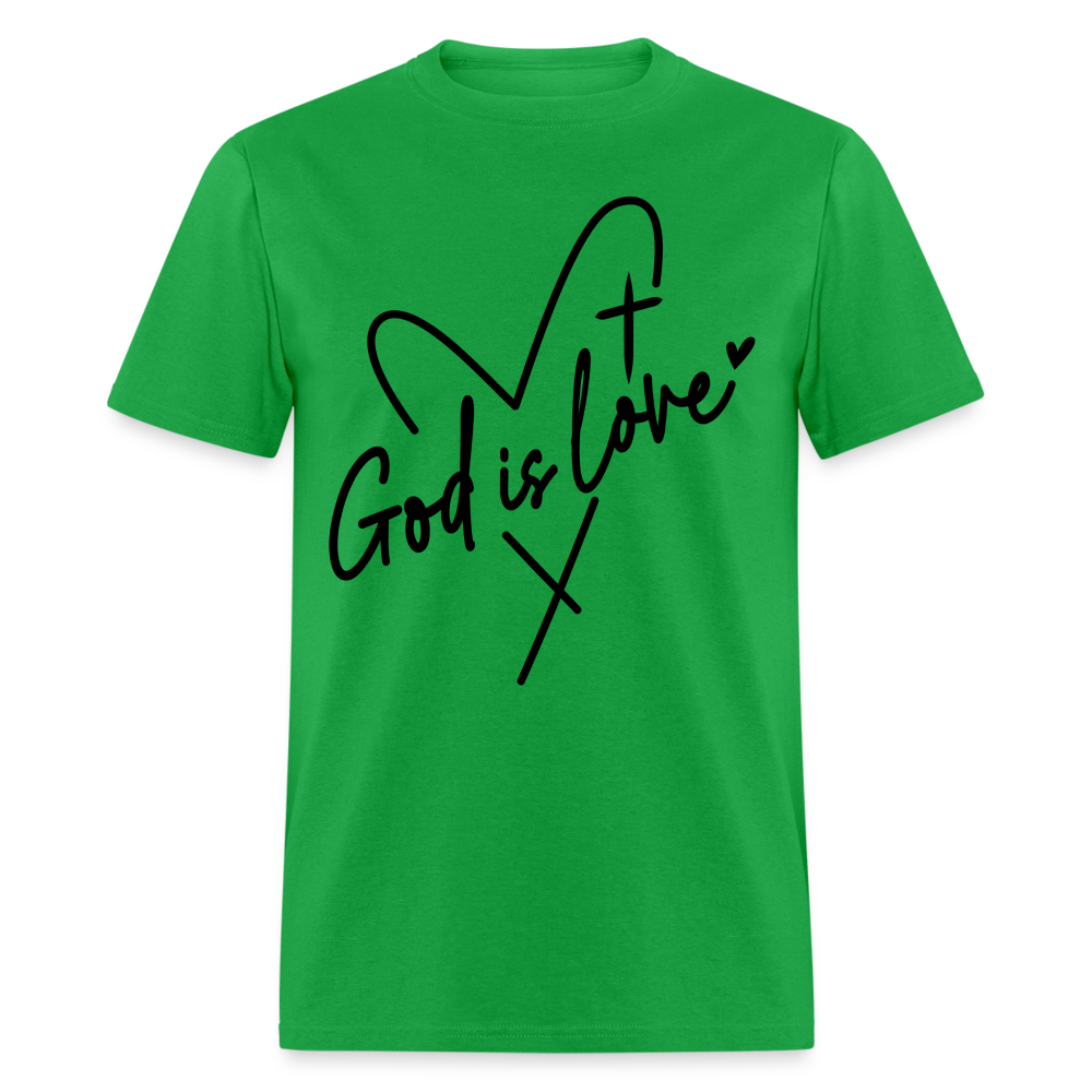 God is Love T-Shirt (Black Letters) - bright green