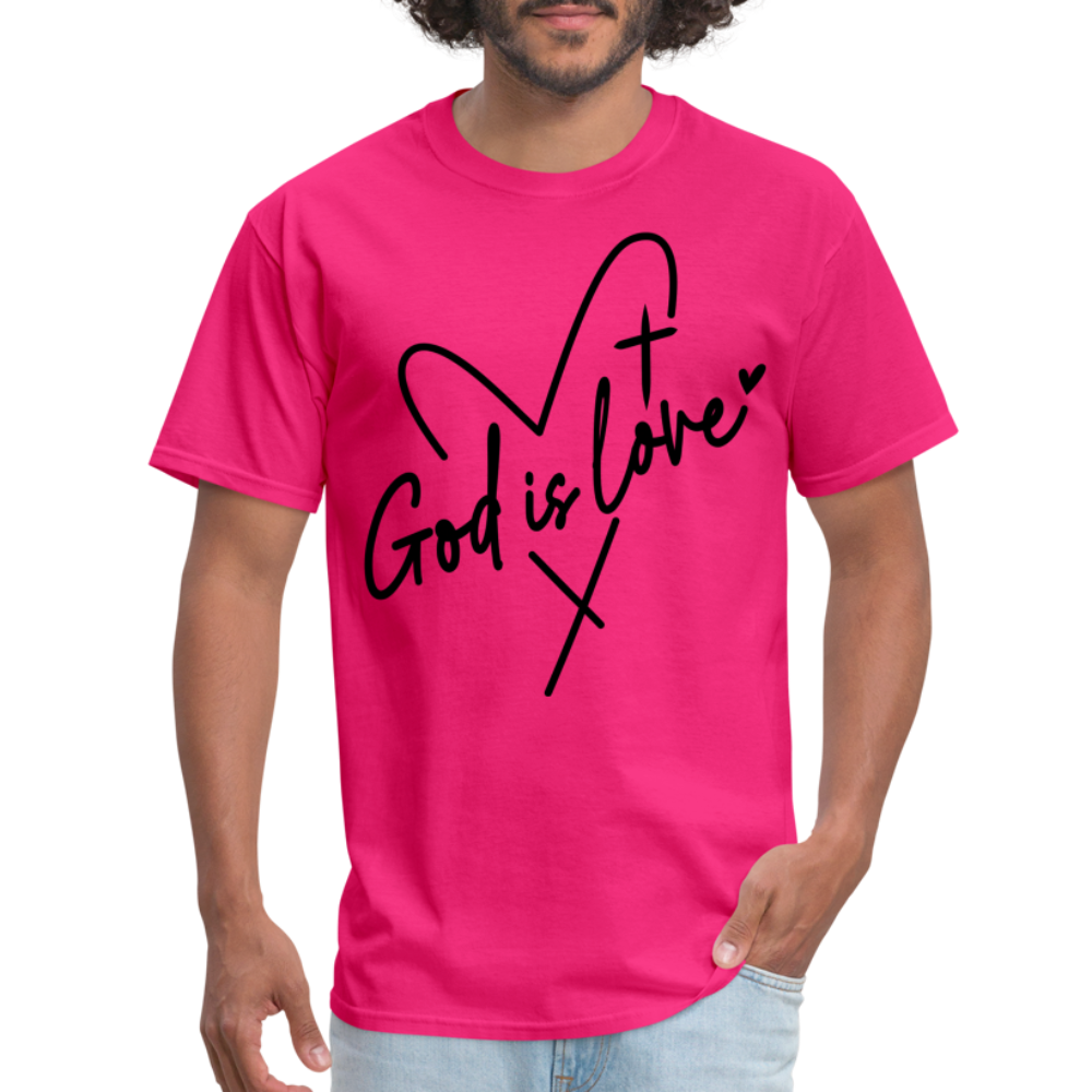 God is Love T-Shirt (Black Letters) - fuchsia