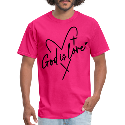 God is Love T-Shirt (Black Letters) - fuchsia