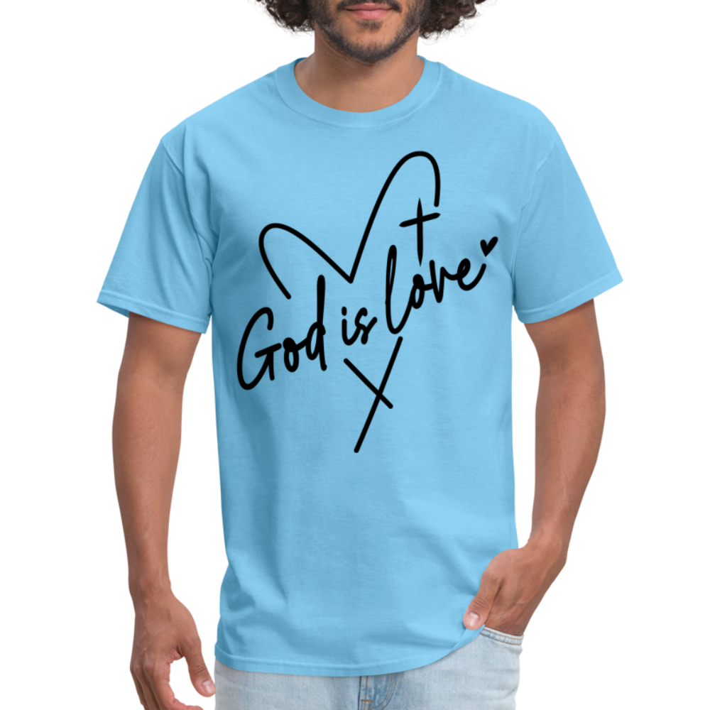 God is Love T-Shirt (Black Letters) - aquatic blue