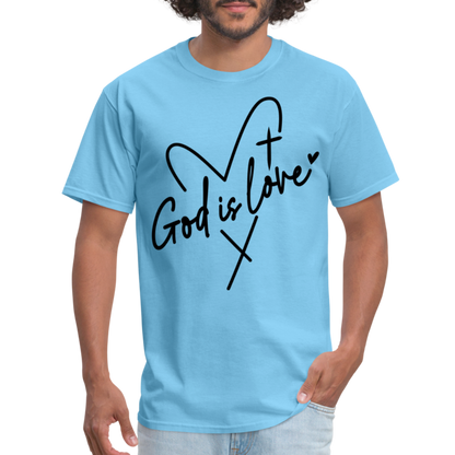 God is Love T-Shirt (Black Letters) - aquatic blue