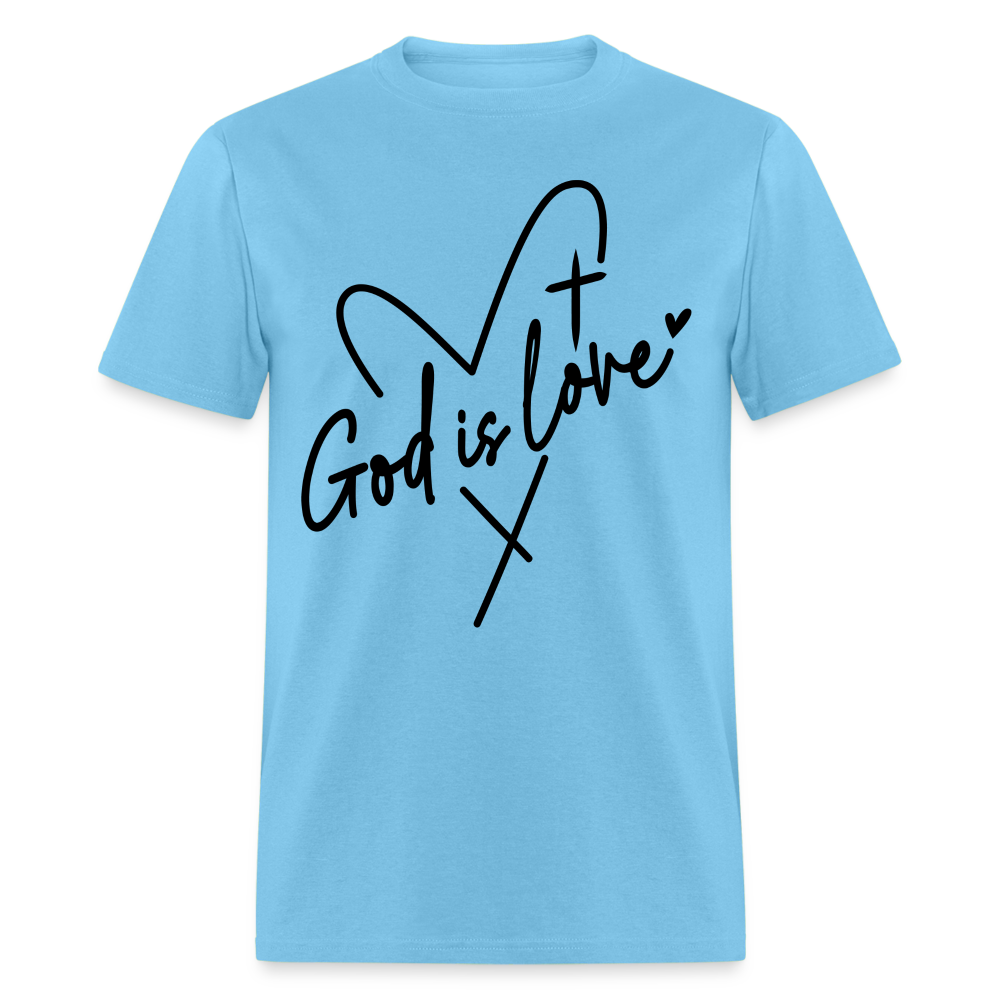 God is Love T-Shirt (Black Letters) - aquatic blue