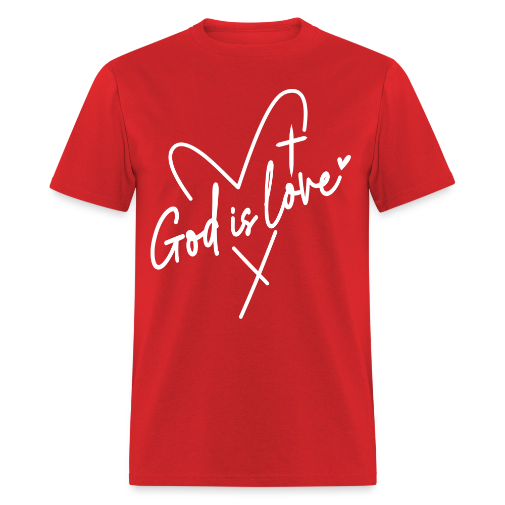 God is Love T-Shirt (White Letters) - red