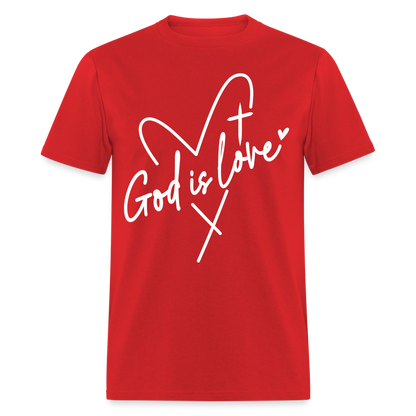 God is Love T-Shirt (White Letters) - red