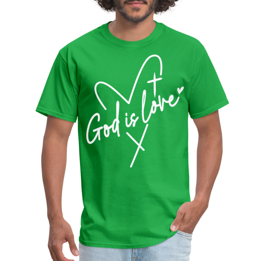 God is Love T-Shirt (White Letters) - bright green