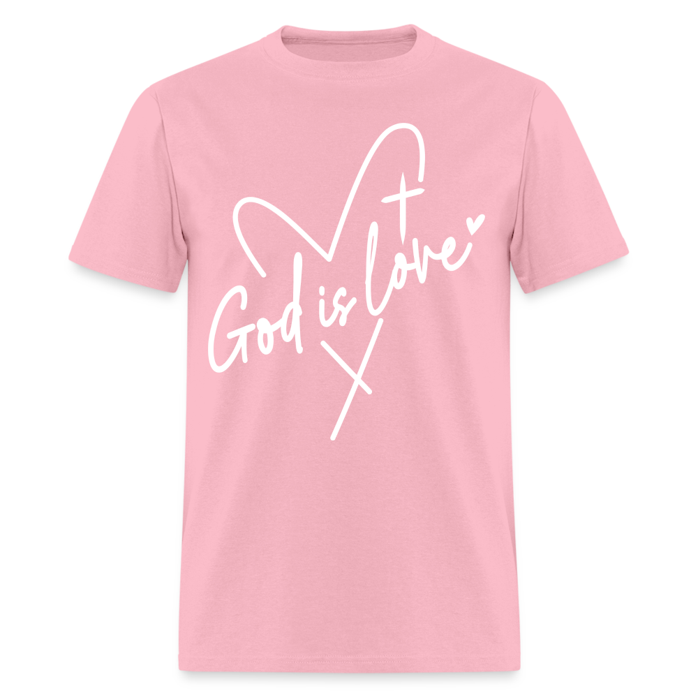 God is Love T-Shirt (White Letters) - pink