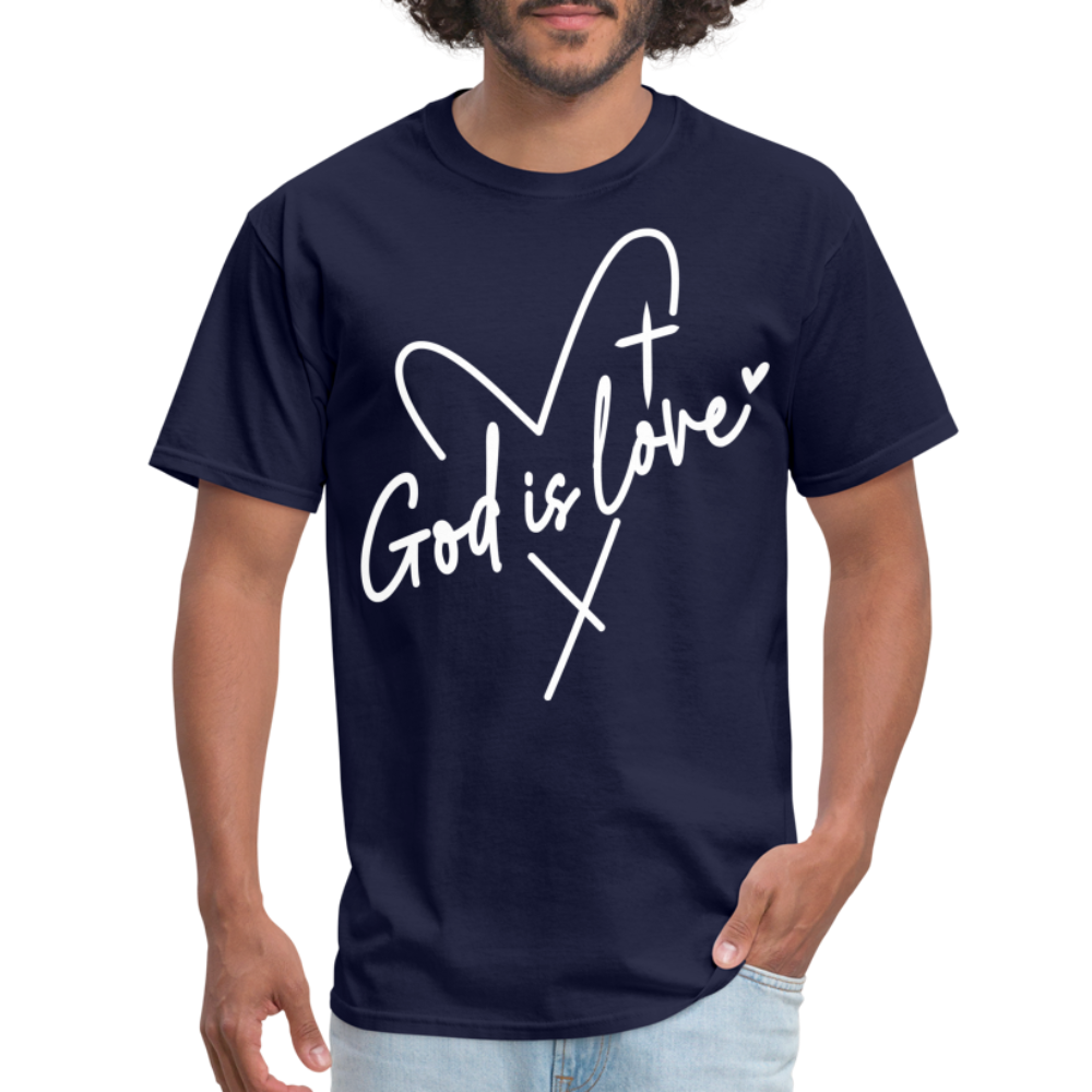 God is Love T-Shirt (White Letters) - navy