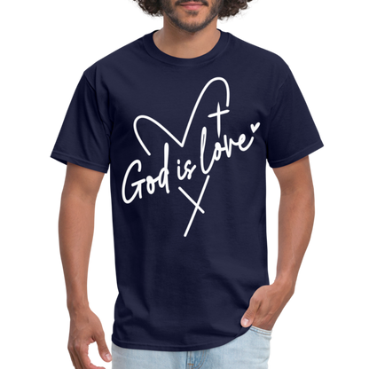 God is Love T-Shirt (White Letters) - navy