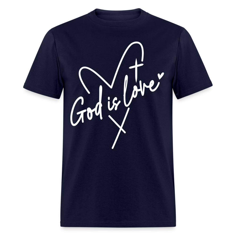 God is Love T-Shirt (White Letters) - navy