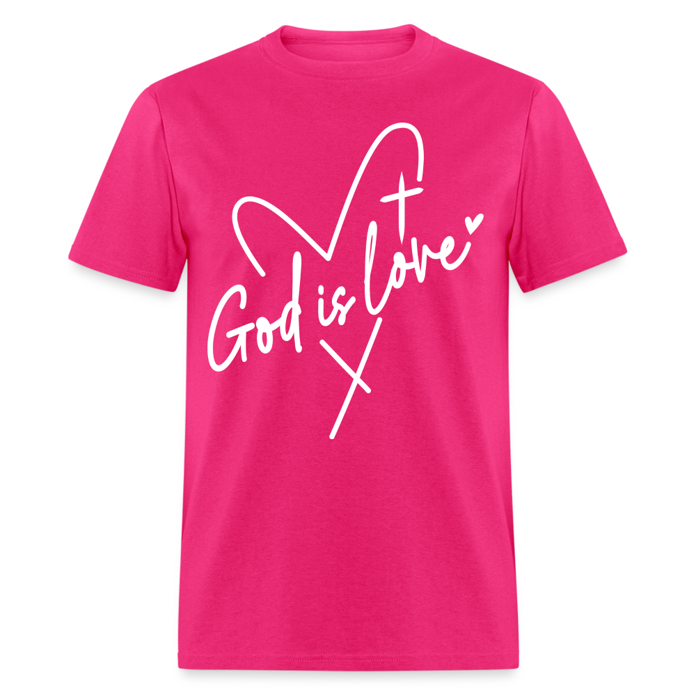 God is Love T-Shirt (White Letters) - fuchsia