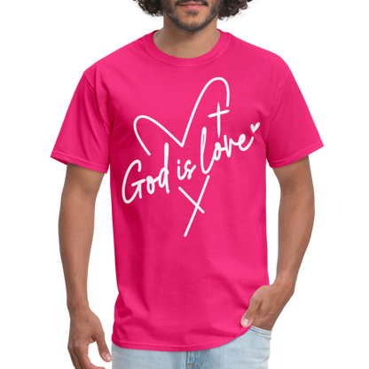 God is Love T-Shirt (White Letters) - fuchsia