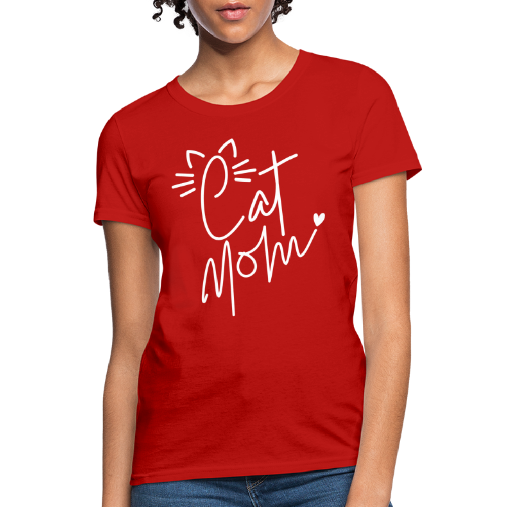 Cat Mom T-Shirt - red