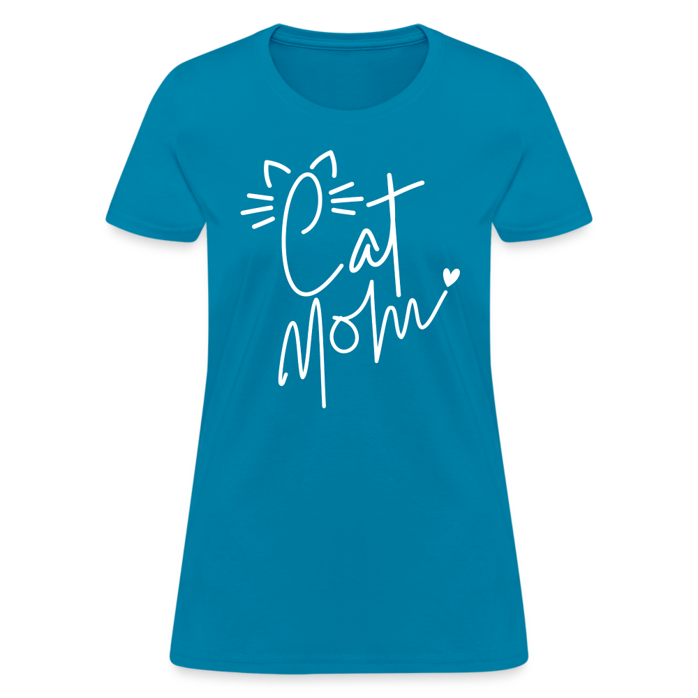 Cat Mom T-Shirt - turquoise