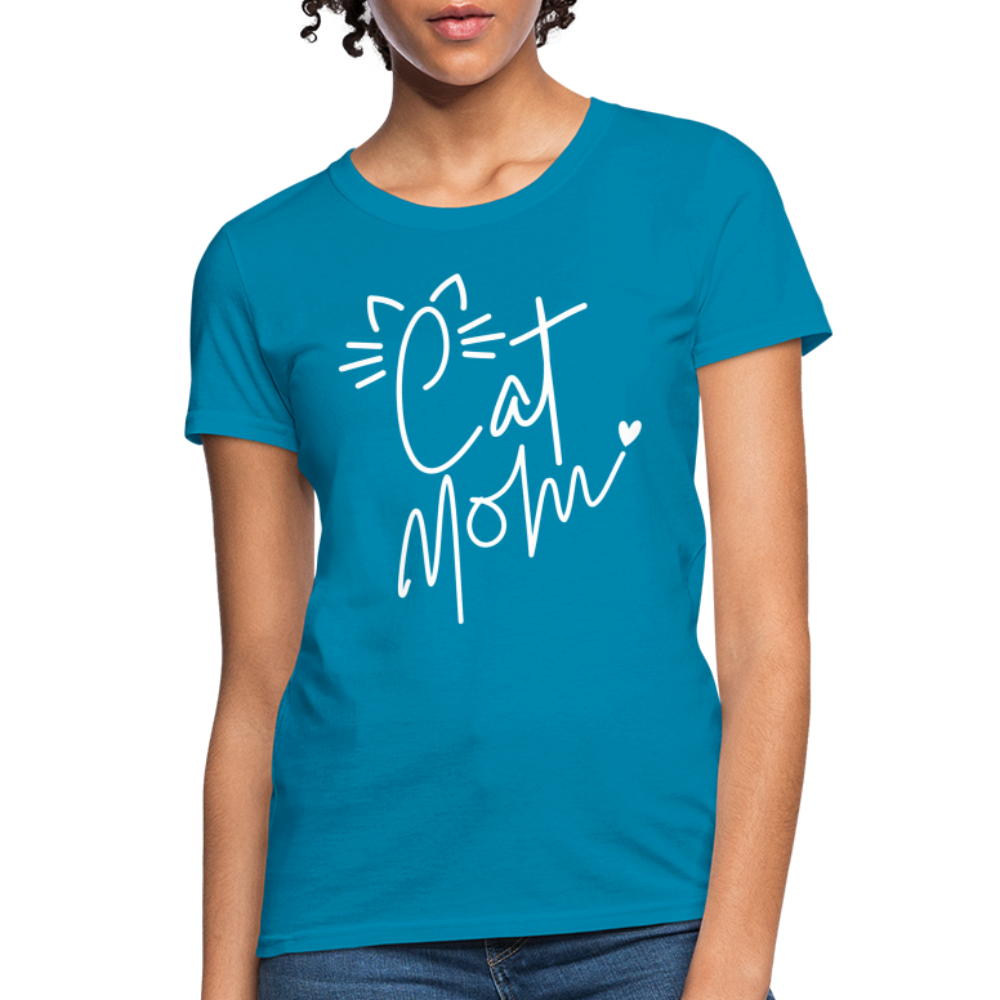Cat Mom T-Shirt - turquoise