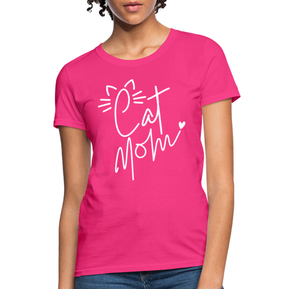 Cat Mom T-Shirt - fuchsia