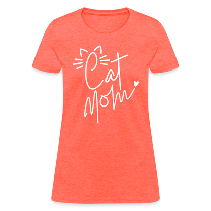 Cat Mom T-Shirt - heather coral