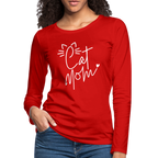 Cat Mom : Premium Long Sleeve T-Shirt (White Letters)