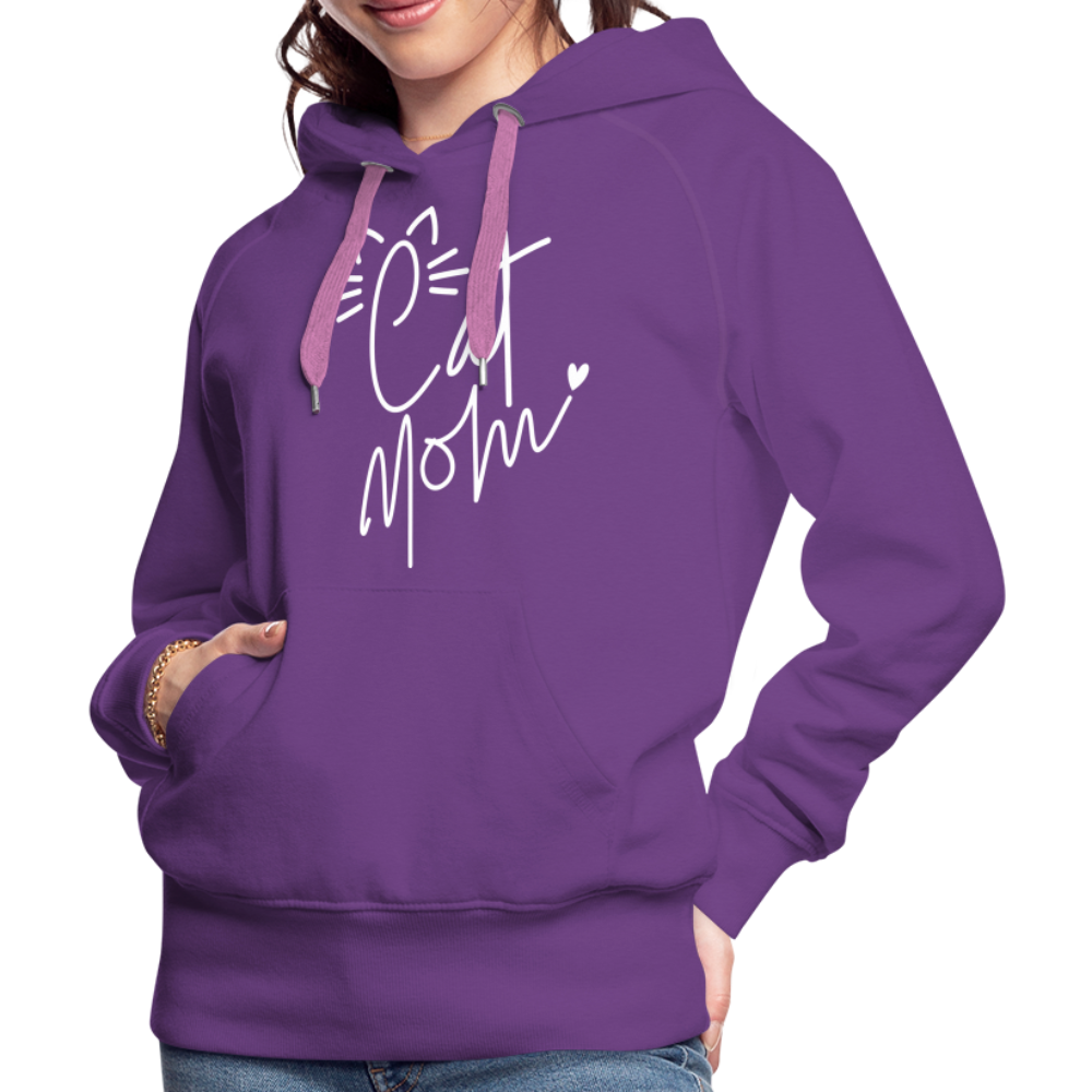 Cat Mom Premium Hoodie (White Letters) - purple 