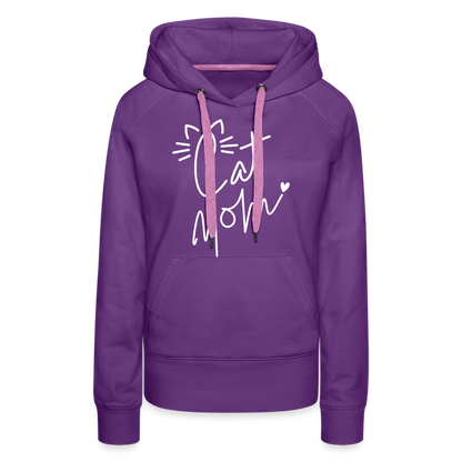 Cat Mom Premium Hoodie (White Letters) - purple 