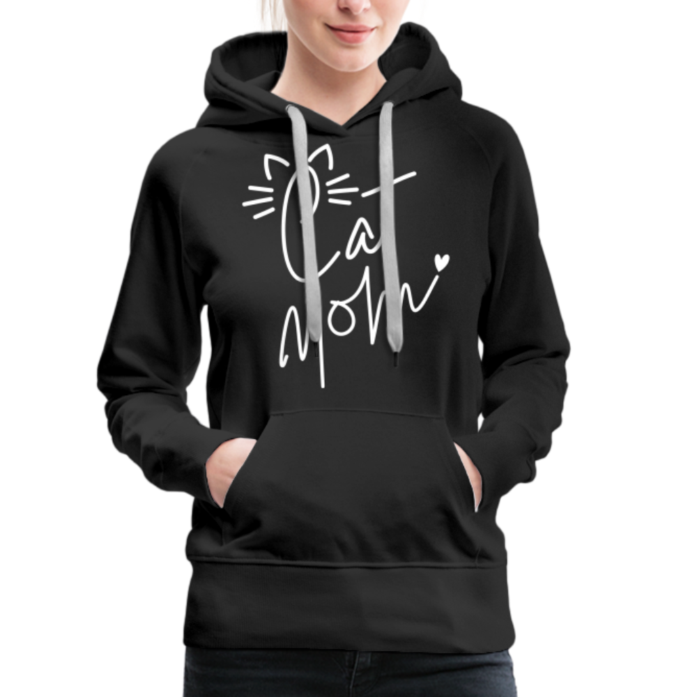 Cat Mom Premium Hoodie (White Letters) - black