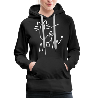 Cat Mom Premium Hoodie (White Letters) - black