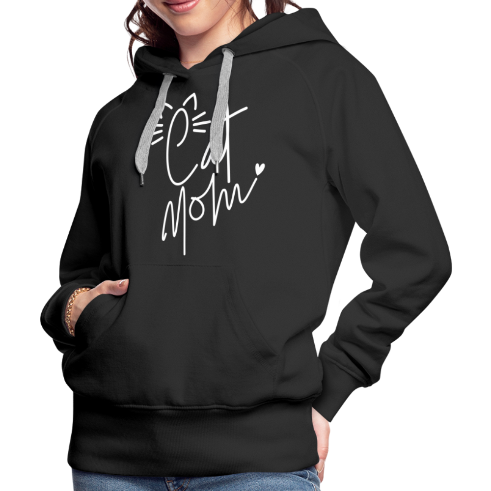 Cat Mom Premium Hoodie (White Letters) - black