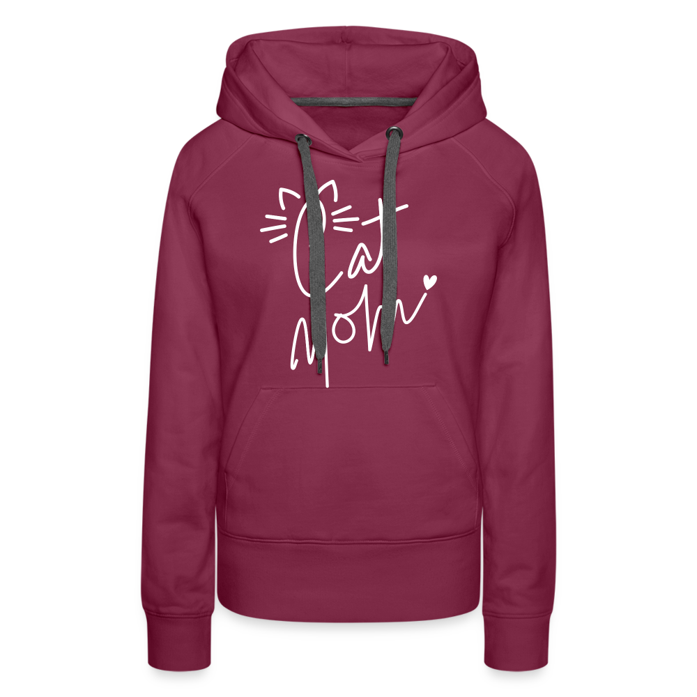 Cat Mom Premium Hoodie (White Letters) - burgundy