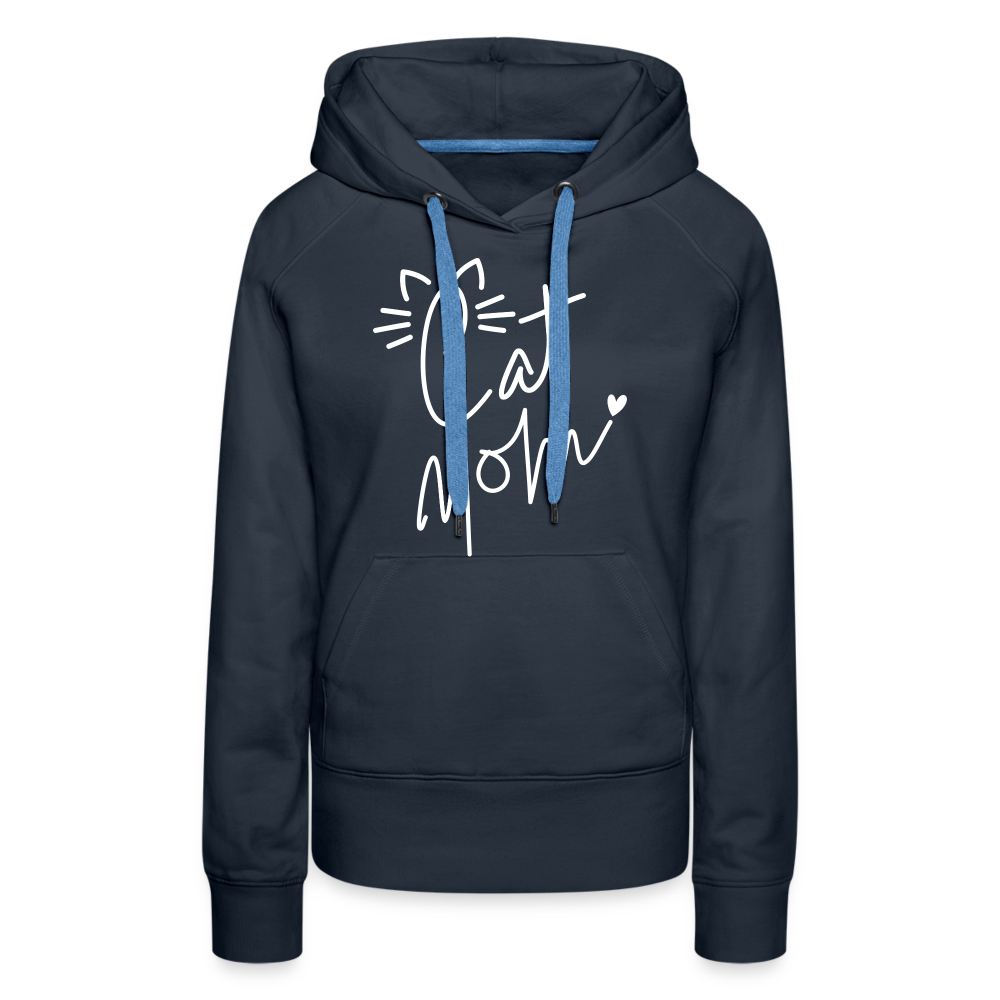Cat Mom Premium Hoodie (White Letters) - navy