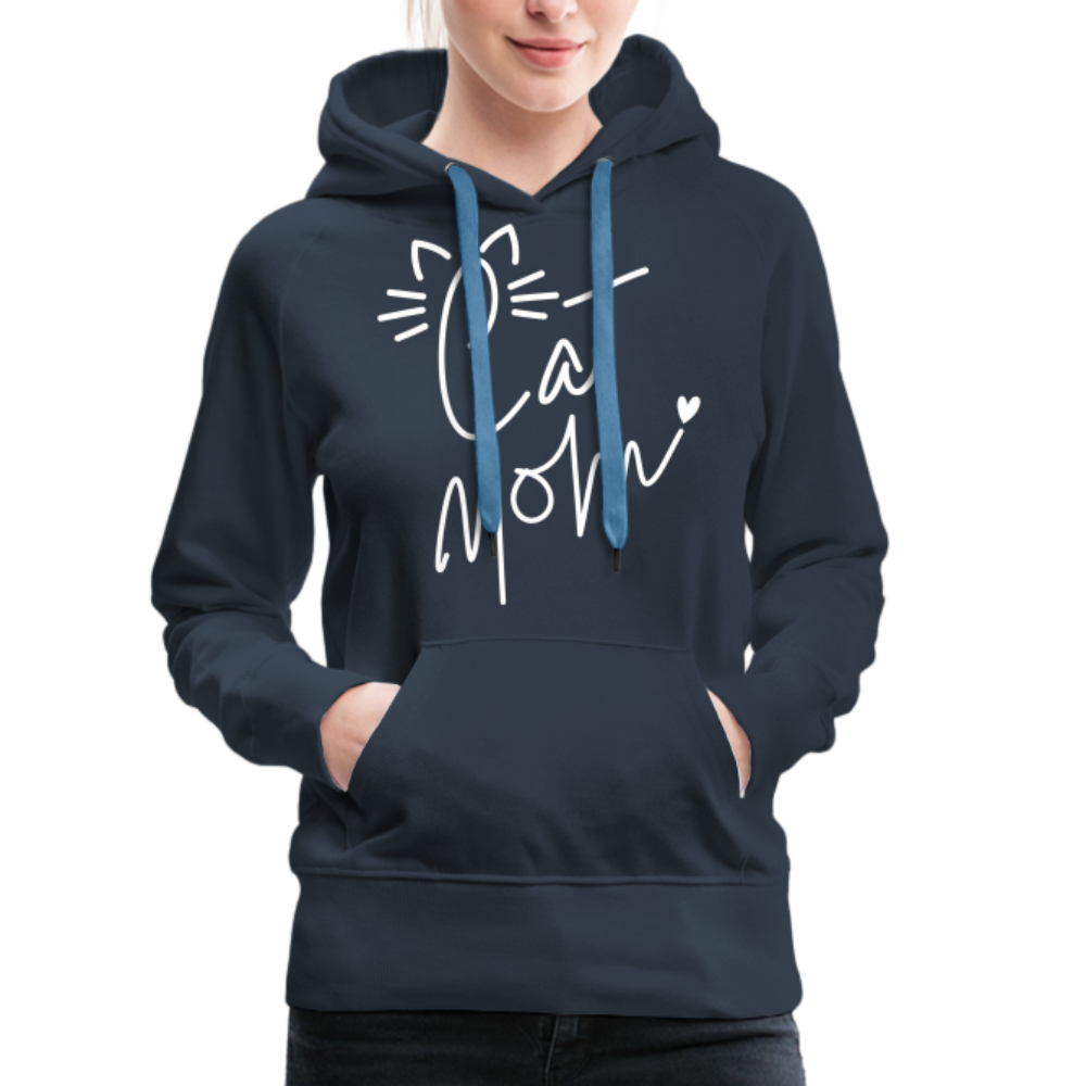 Cat Mom Premium Hoodie (White Letters) - navy