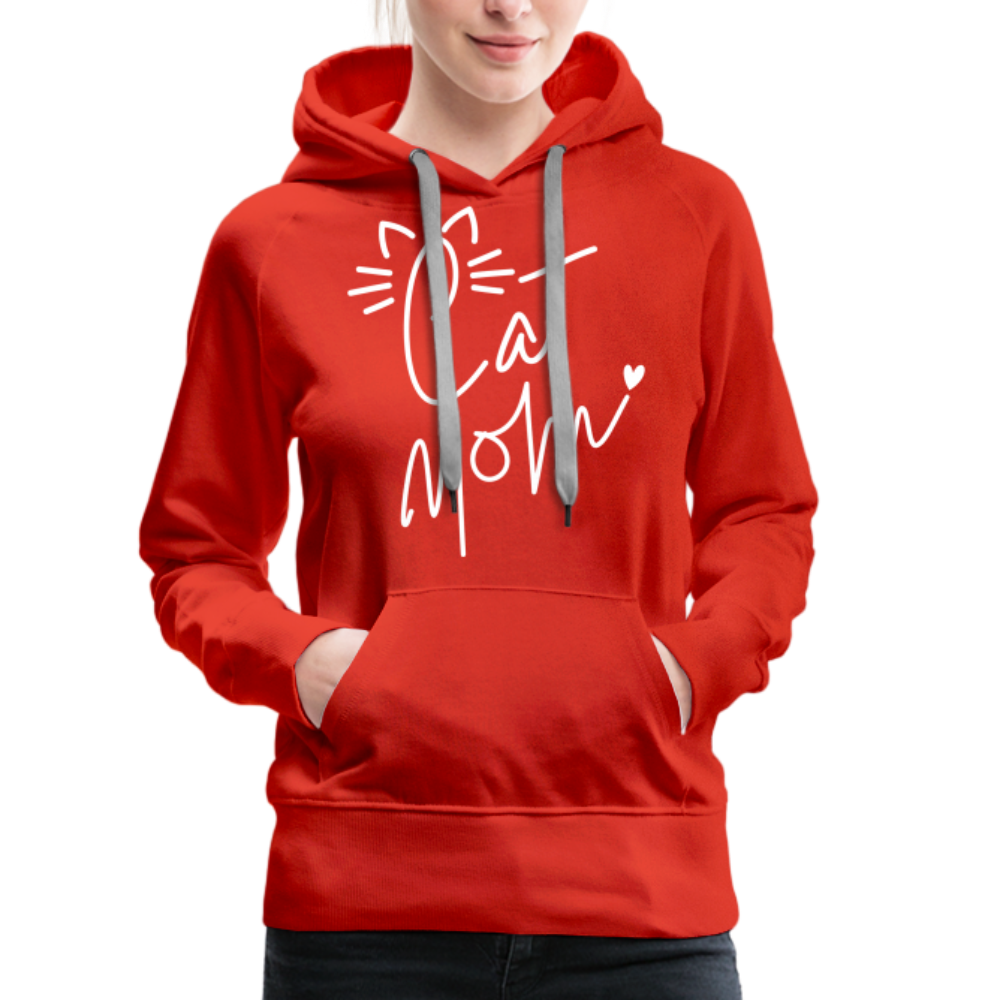 Cat Mom Premium Hoodie (White Letters) - red