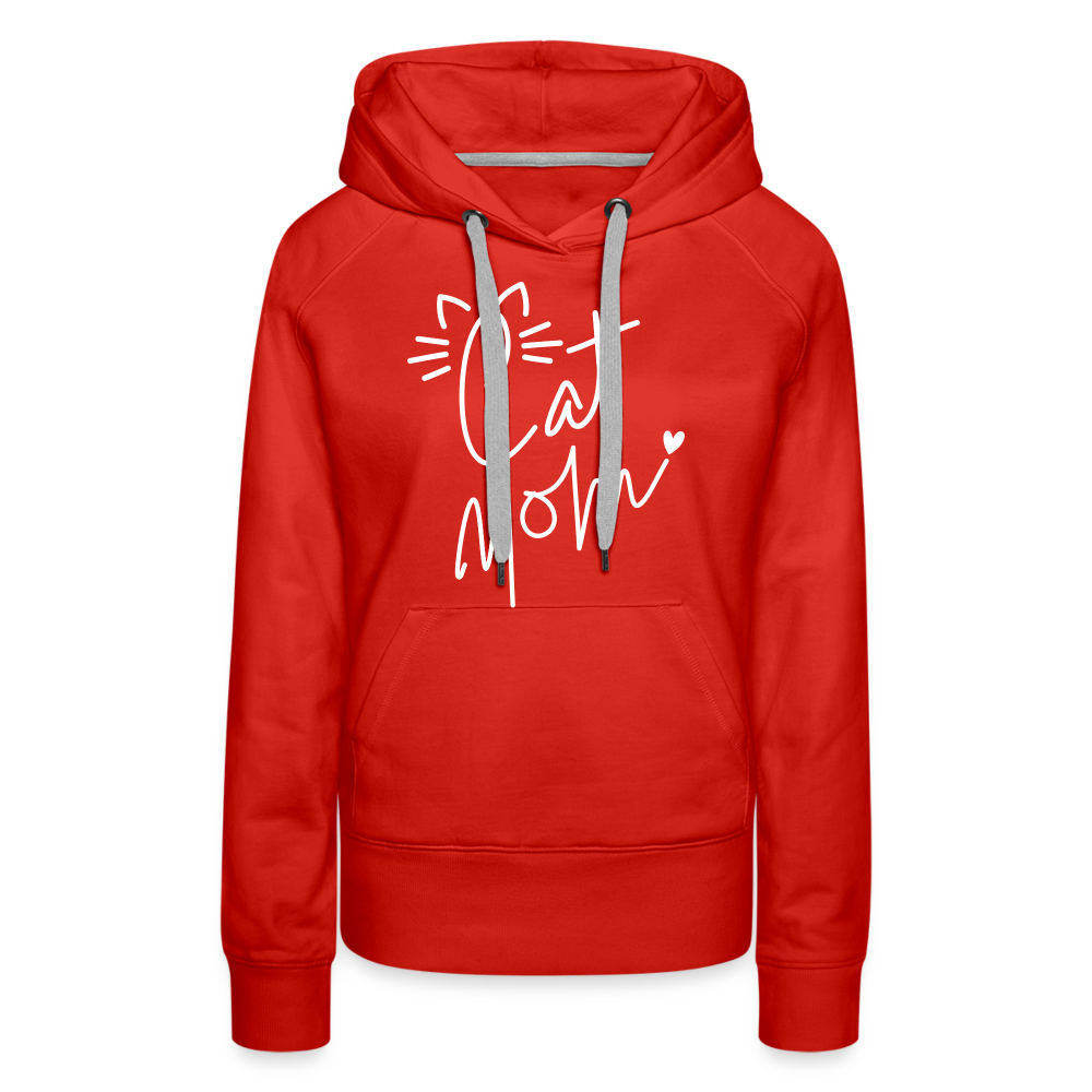 Cat Mom Premium Hoodie (White Letters) - red