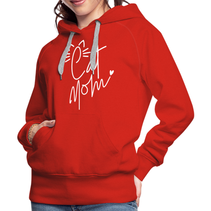 Cat Mom Premium Hoodie (White Letters) - red