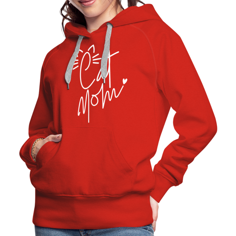 Cat Mom Premium Hoodie (White Letters) - red