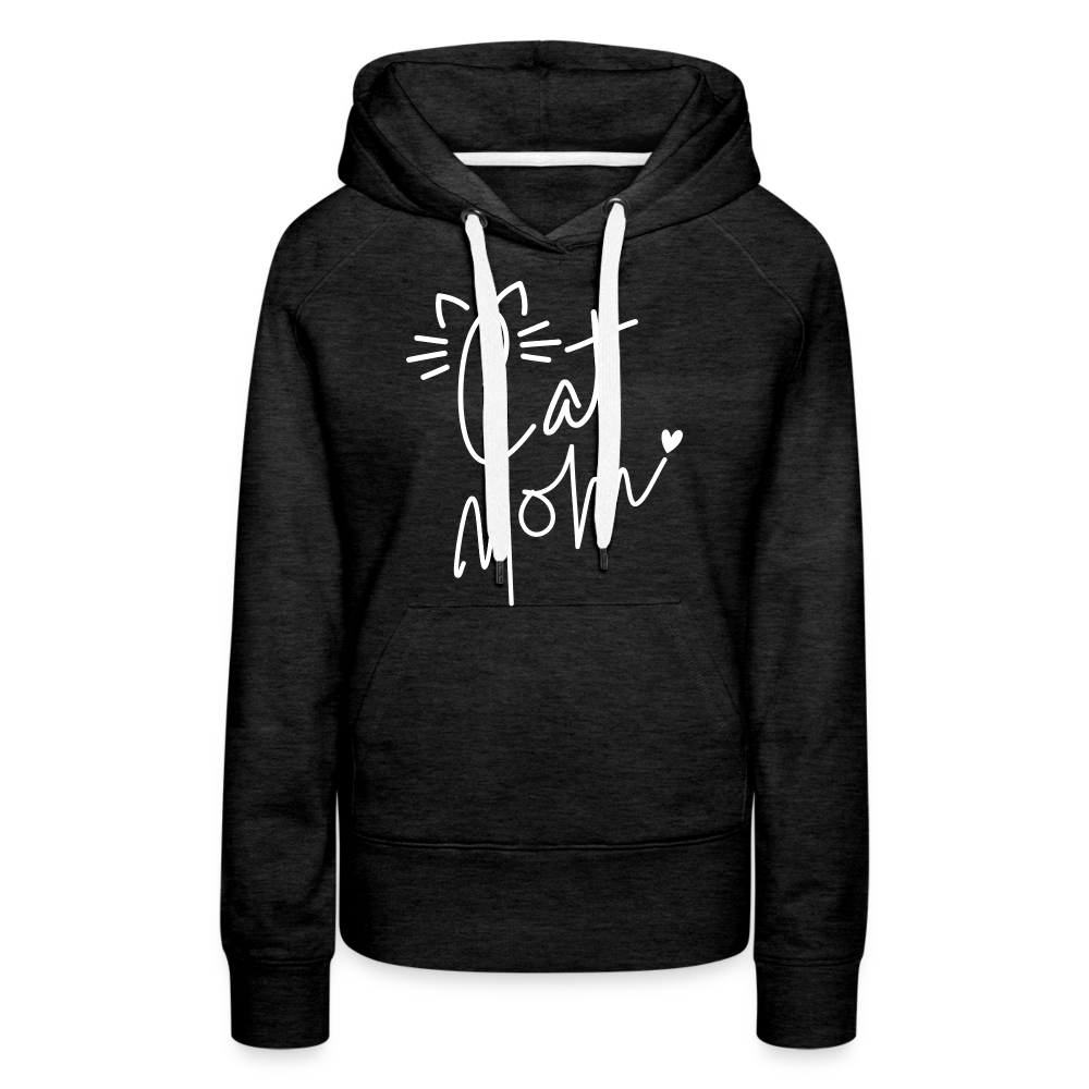 Cat Mom Premium Hoodie (White Letters) - charcoal grey