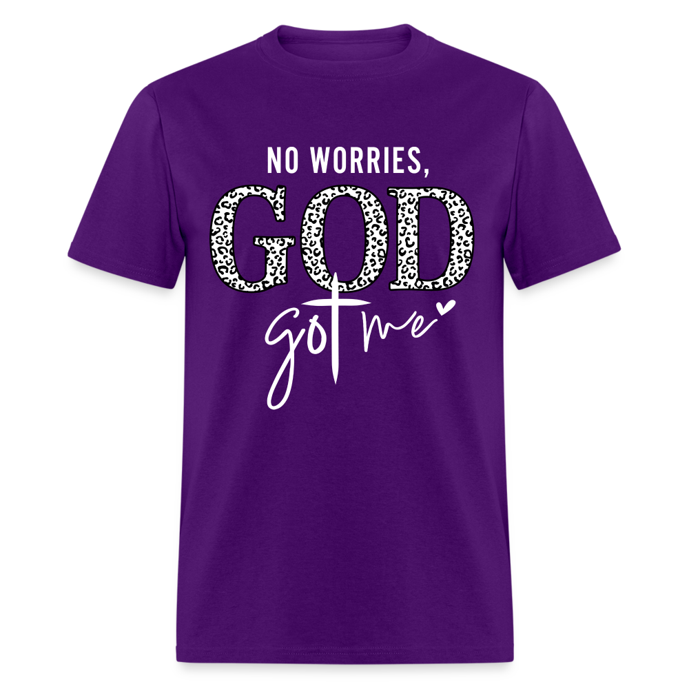 No Worries God Got Me T-Shirt (White Letters) - purple