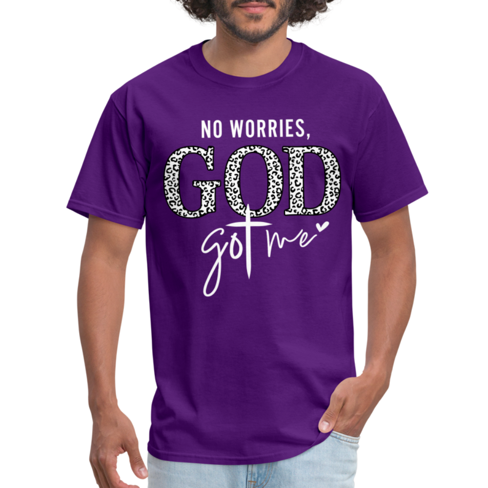 No Worries God Got Me T-Shirt (White Letters) - purple