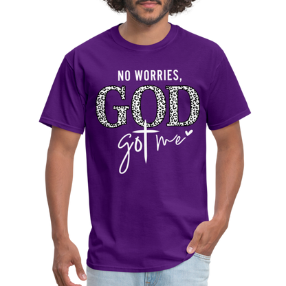 No Worries God Got Me T-Shirt (White Letters) - purple