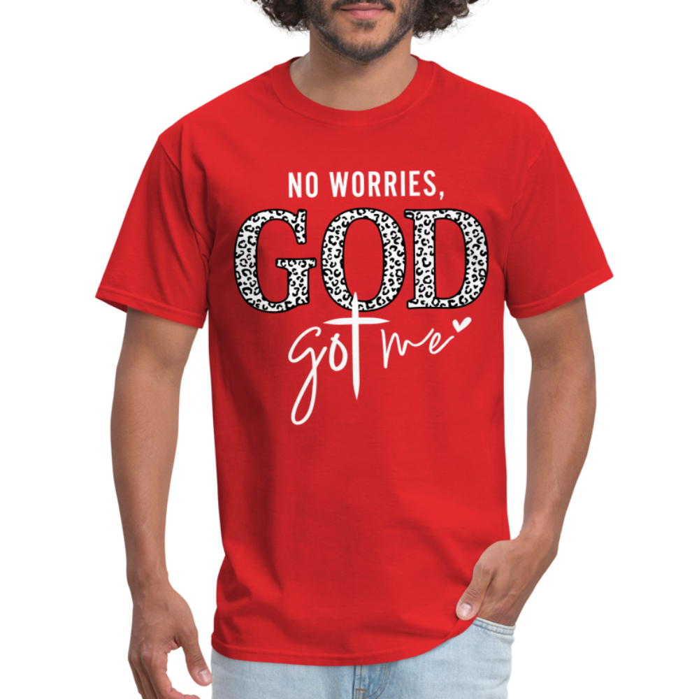 No Worries God Got Me T-Shirt (White Letters) - red