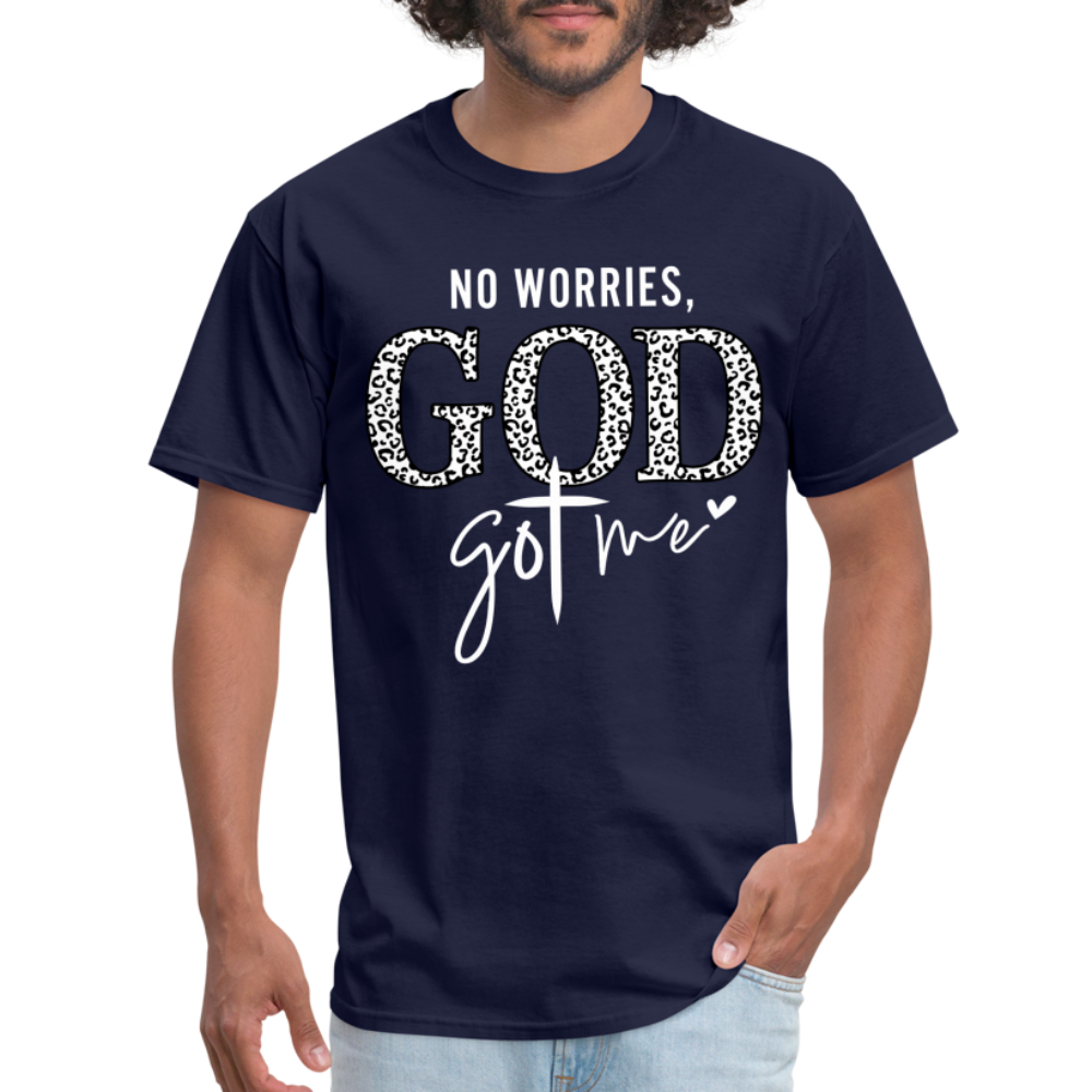 No Worries God Got Me T-Shirt (White Letters) - navy