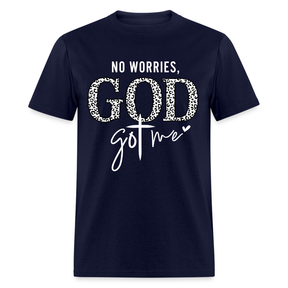 No Worries God Got Me T-Shirt (White Letters) - navy