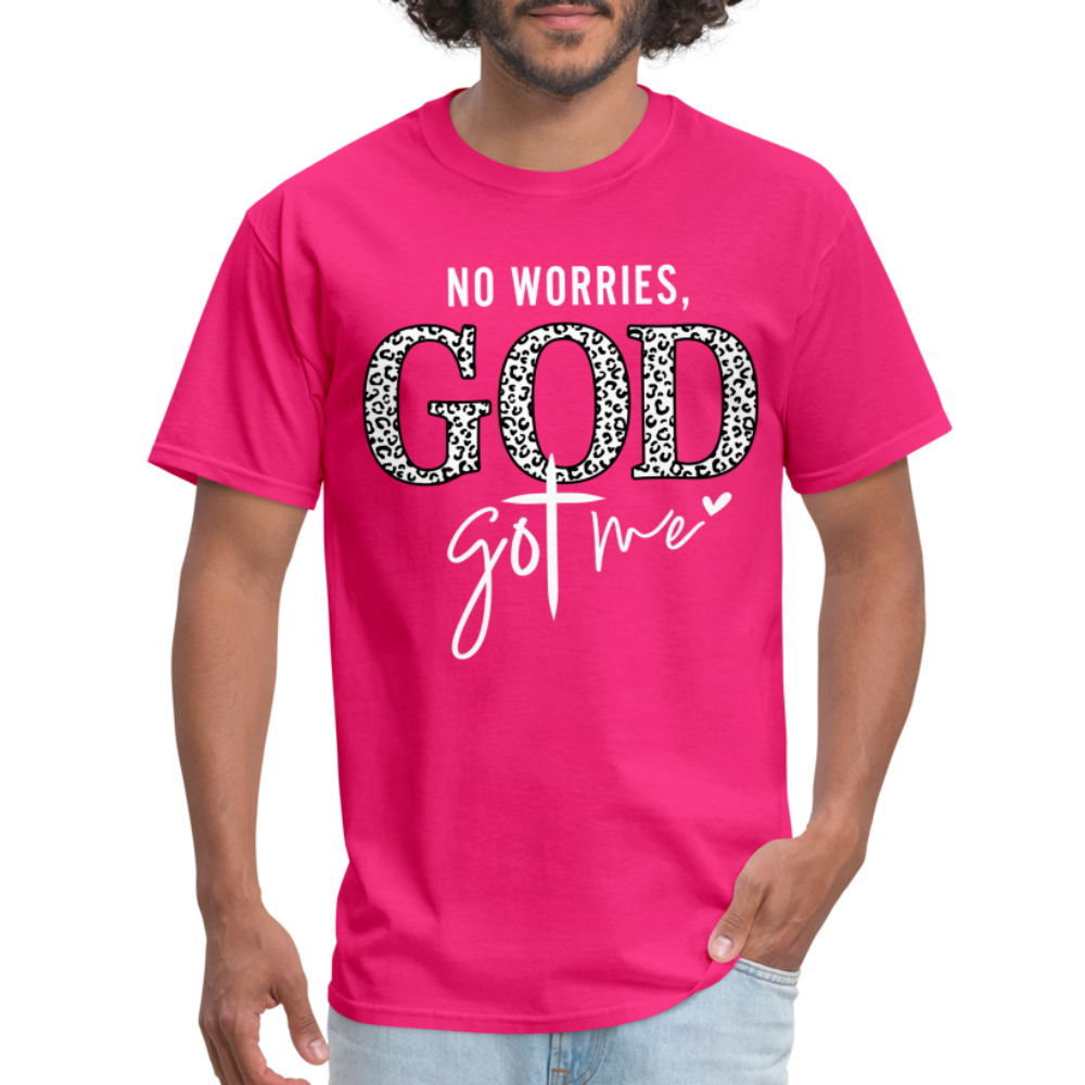 No Worries God Got Me T-Shirt (White Letters) - fuchsia