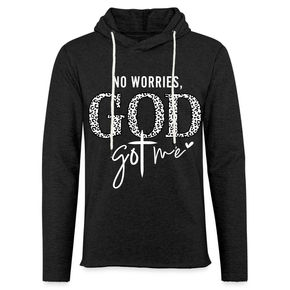 No Worries God Got Me : Lightweight Terry Hoodie - charcoal grey